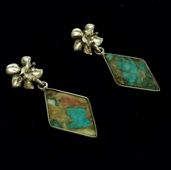 925 Spiny Oyster & Arizona Turquoise Post Earring - Picture 4 of 7